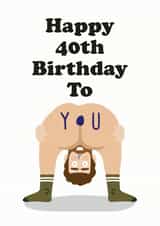 Cheeky Naked 40th birthday card for him created by Studio Boketto
