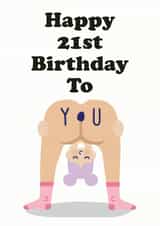 Cheeky nude bum 21st birthday card for her created by Studio Boketto