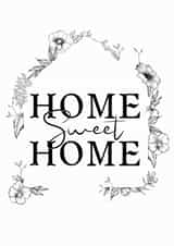 New Home Card - Floral House - Home Sweet Home card - flowers - new house card created by SVHIllustration