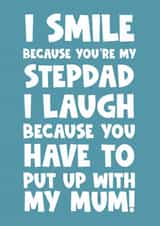Funny card for your stepdad wishing him a happy birthday or father’s day created by Naomi Park