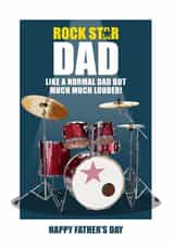 ROCK STAR DAD. Drum Kit Father's Day Card created by RetroMotion Artwork