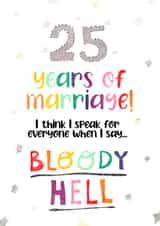 Silver Wedding Anniversary Card - 25 Years - 25 Years Of Marriage I Think I Speak For Everyone When I Say...Bloody Hell created by Rosie Johnson Illustrates