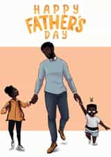 Black dad and kids Father's Day card created by InclusiviTwee