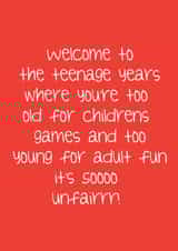 teenager so unfair birthday card created by Lucy Likes It