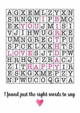 Heartfelt Birthday Card - Crossword - Heart created by Jaime Talbot