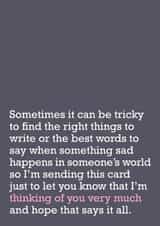 Thinking Of You Very Much: Sympathy Card For Loss created by The Right Lines