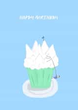 Mountaintop birthday cupcake created by Eliza Grace Studio