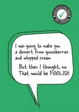 Punny one-liner dad-joke card 1001 created by Tess Cards