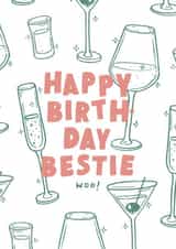 Bestie Drinks Woo! Birthday card created by studionough