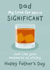 Funny Whisky Fathers Day Card - Dad - Whisky - Dad My Love For You is Significant Just Like Your Measures Of Whisky created by Fliss Muir
