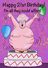 21st birthday stripper out of a cake card created by Gary Jones