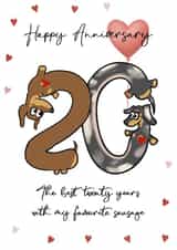 Happy 20th Anniversary - dachshund ‘ sausage dog created by Laura Deakin