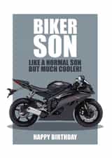 BIKER SON Motorbike Birthday Card. created by RetroMotion Artwork