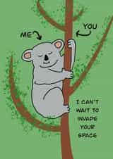 Koala social distancing card created by Ellie Aardvark