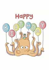 Happy Birthday - Octopus with Balloons created by Kate Lanxon