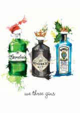 We Three Gins Christmas card created by Georgina Luck Illustration