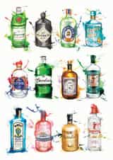 Pretty Bottles of Gin created by Georgina Luck Illustration
