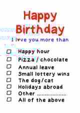 Happy Birthday I love you more than ... card created by Tilly From The Tuck Shop