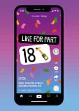 Like For Part 18th Tik Tok Themed Birthday Card created by @LIKEYPARK