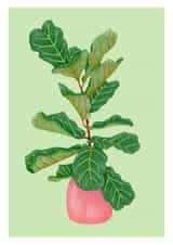 Fiddle Leafe Fig House Plant Greetings Card created by Little Greenhouse Greetings