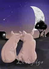 Love pigs - Anniversary romantic pig card created by Charming Badger