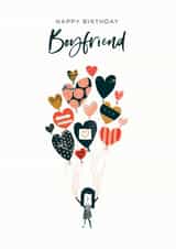 Boyfriend heart balloons birthday card created by Rebecca Prinn