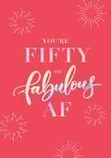 Female Adult Fifty Fabulous Birthday Card created by Emoticology Cards
