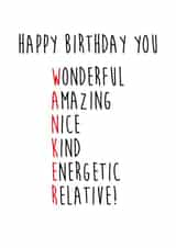 Relative Wanker Birthday card created by I Made A Card