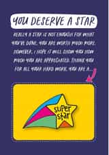 You deserve a star appreciation card created by Poppy Lane
