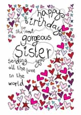 Happy Birthday Gorgeous Sister - With Love - Birthday Card created by Paperlicious