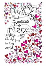 Happy Birthday Gorgeous Niece - With Love - Birthday Card created by Paperlicious