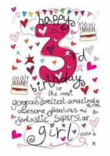 3rd Birthday, Birthday Girl - With Love - Birthday Card created by Love and Happy Stuff