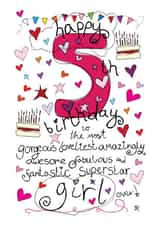 5th Birthday, Birthday Girl - With Love - Birthday Card created by Love and Happy Stuff