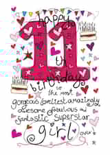 11th Birthday, Birthday Girl - With Love - Birthday Card created by Love and Happy Stuff