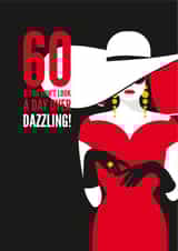 60th Birthday card for a dazzling lady created by Diva Doodle Designs