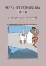 Bed Thief, first Fathers Day card created by Urban Collie