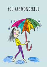 You Are Wonderful illustrated card created by Queen Neen