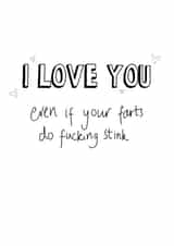 Stinky farts greetings card created by Juliet draws