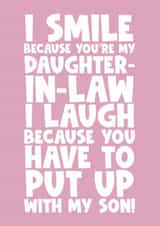 Funny happy birthday greeting card for daughter-in-law funny smile laugh created by Naomi Park