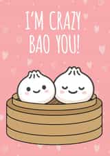 Cute Bao Pun Anniversary Card / Valentines Day Card - I'm Crazy Bao You! created by Lucie Chapman