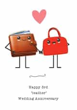 Cute Leather Wallet & Bag Anniversary Card - 3 Years - Happy 3rd Leather Wedding Anniversary created by Carly's Crafts