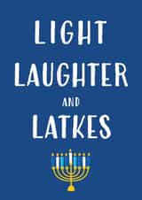 Funny Hanukkah Card for Friend – Light Laughter and Latkes created by Oh Jeez!
