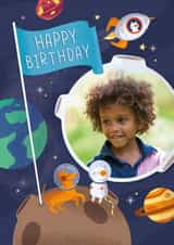 Personalised Birthday Photo Card created by Powerful Paper Co - Astronaut Photo Card for Child