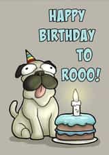 Pug Dog cute birthday card created by Dan Harris