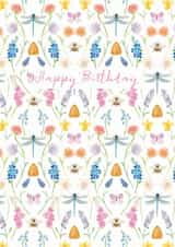 Butterflies and bees - Happy Birthday - Spring - Garden - honey bee - dragonfly created by Paint to Paper Designs