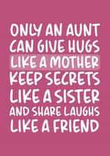 'Give Hugs Like a Mother' Cute and Sweet Aunt Birthday Card created by Brogan Thomas