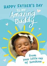Personalised Father's Day Photo Card created by Macie Dot Doodles - Cute Personalised Father's Day Card - From The Kids - To My Amazing Daddy From Your Little Ray Of Sunshine