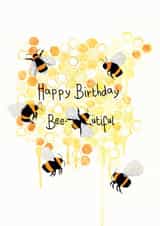 Happy Birthday Bee-utiful - Watercolour bees - Cute Honey Bees - Birthday Pun created by Paint to Paper Designs