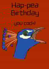 Rude peacock birthday card created by JPscribbles