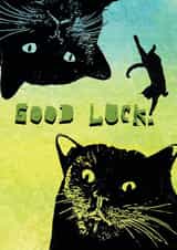 Black Cats Good Luck Card created by Donata Zawadzka